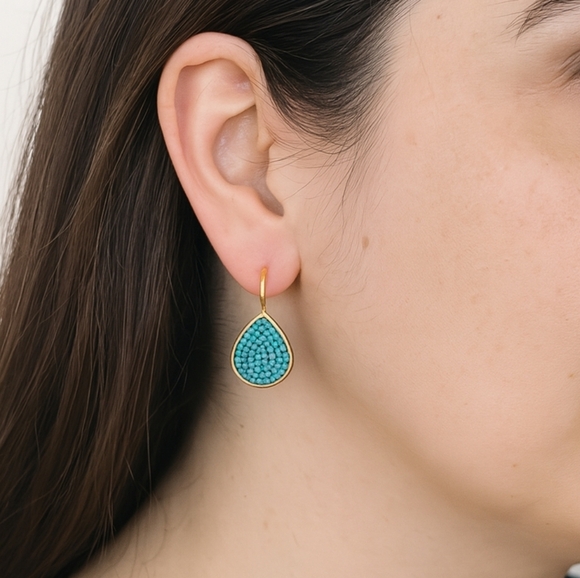 The Unbranded Brand Jewelry - Gold and Turquoise Teardrop Earrings